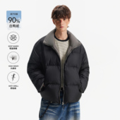 潮流保暖情侣装 NEVERNEED纯色双面穿立领羽绒服男女冬季 美式 外套