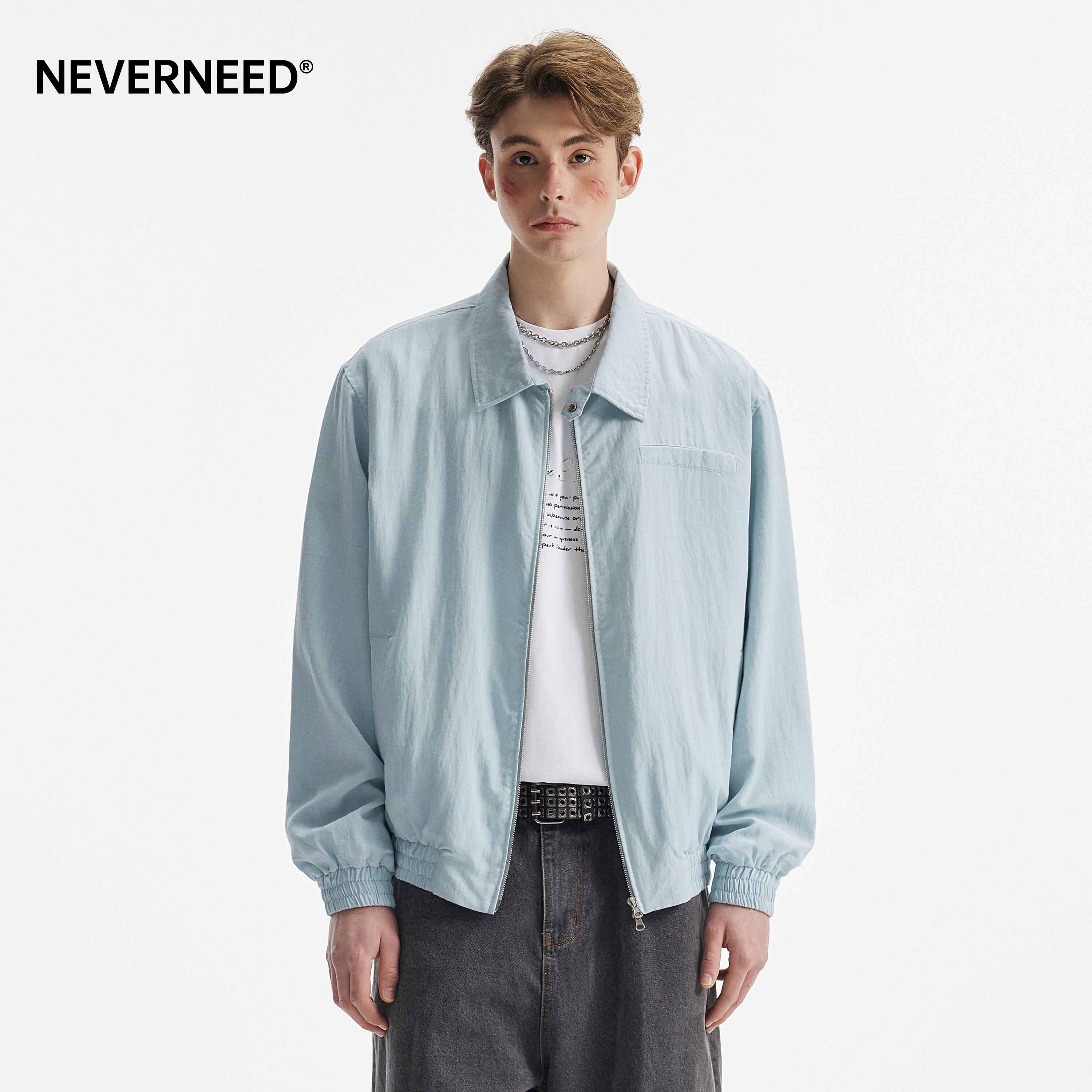 NEVERNEED哈灵顿翻领夹克男女春季美式休闲简约双拉链情侣外套潮