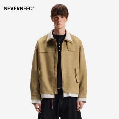 NEVERNEED空气层麂皮绒夹克男