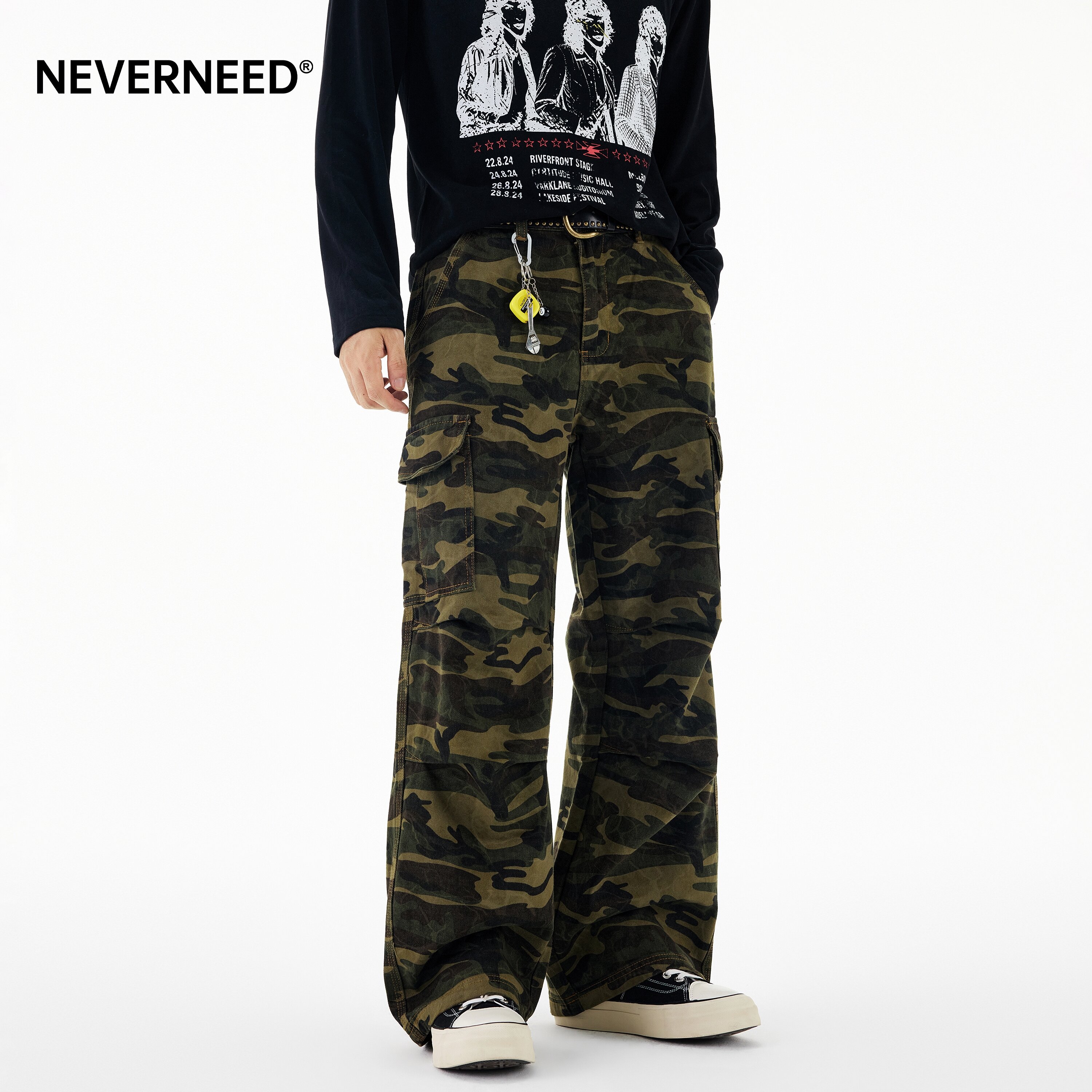 NEVERNEED迷彩工装休闲裤男女秋图片