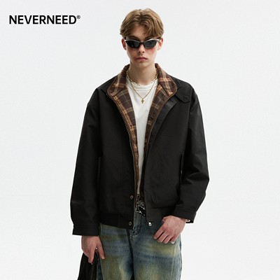 NEVERNEED假两件翻领夹克男女