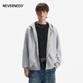 纯色外套 cleanfit双拉链短款 NEVERNEED重磅连帽卫衣男女春季 美式