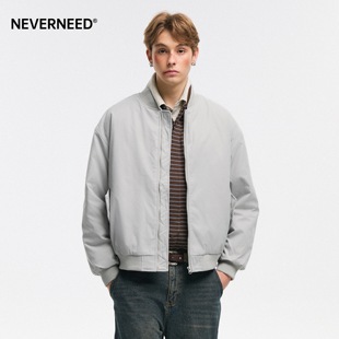 棉服外套 复古保暖飞行员boxy短款 NEVERNEED棒球领棉衣男冬季 美式