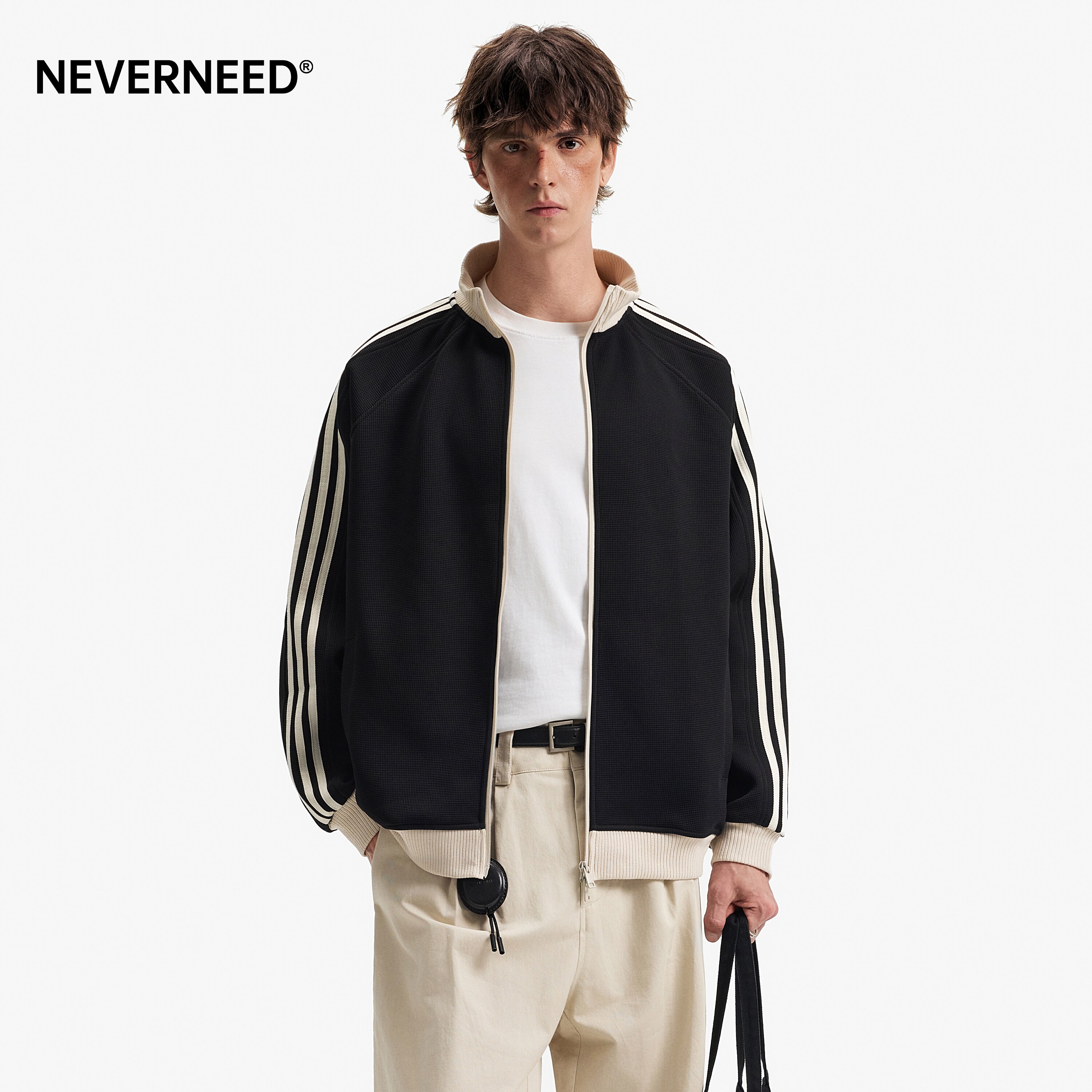 NEVERNEED华夫格立领卫衣男女图片