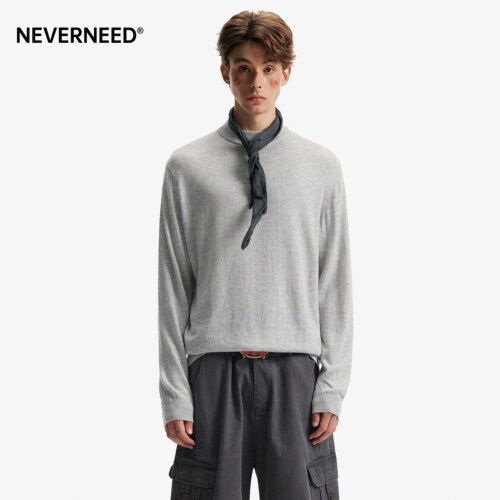 NEVERNEED绵羊毛圆领毛衣男女秋