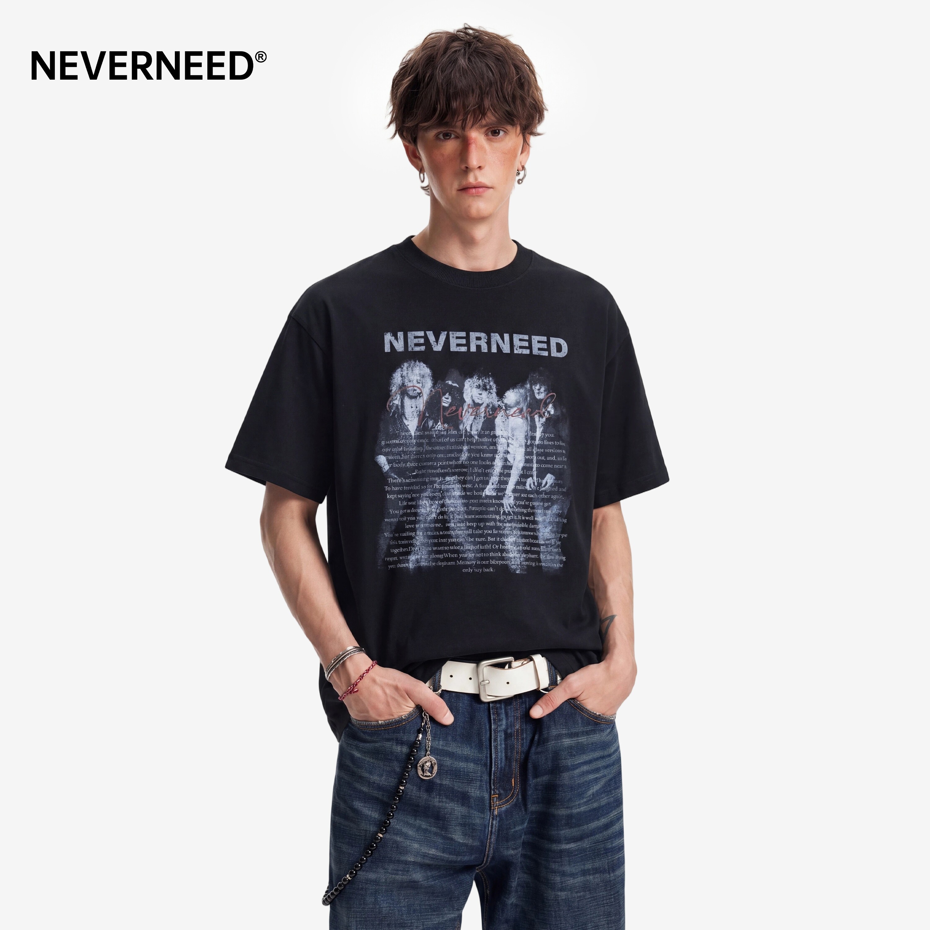NEVERNEED索罗娜字母印花短袖T恤图片