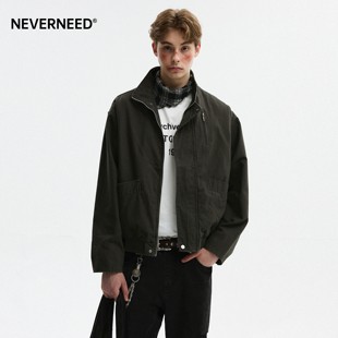 外套 复古bomber飞行员工装 NEVERNEED巴恩风boxy短款 夹克男女美式