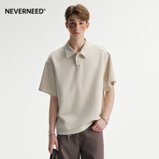 美式 男女夏季 潮牌解构拼接t恤 polo衫 NEVERNEED22g重磅空气层短袖