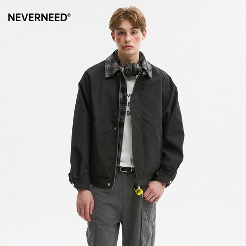NEVERNEED假两件拼接夹克男女