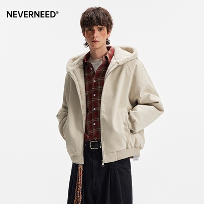 NEVERNEED座山雕连帽棉衣男女
