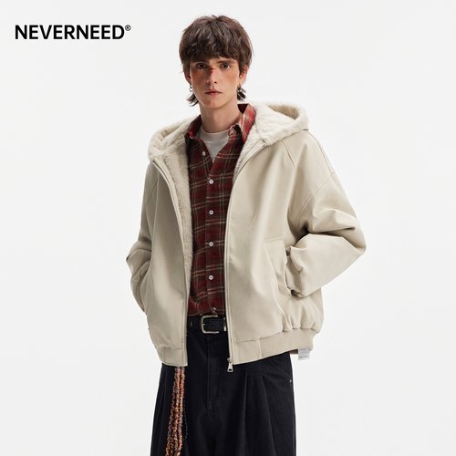 NEVERNEED座山雕连帽棉衣男女