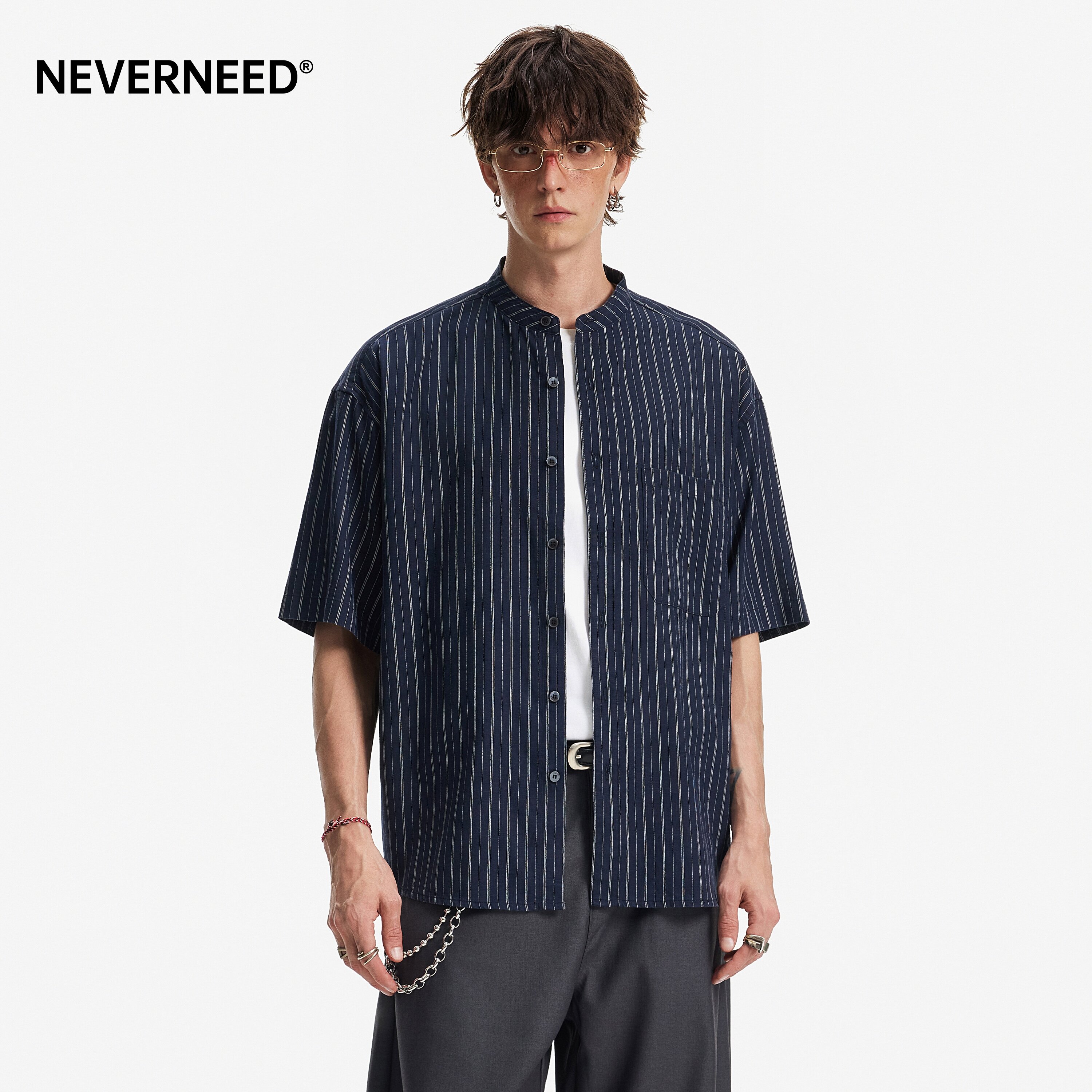NEVERNEED莱赛尔亚麻衬衫男图片