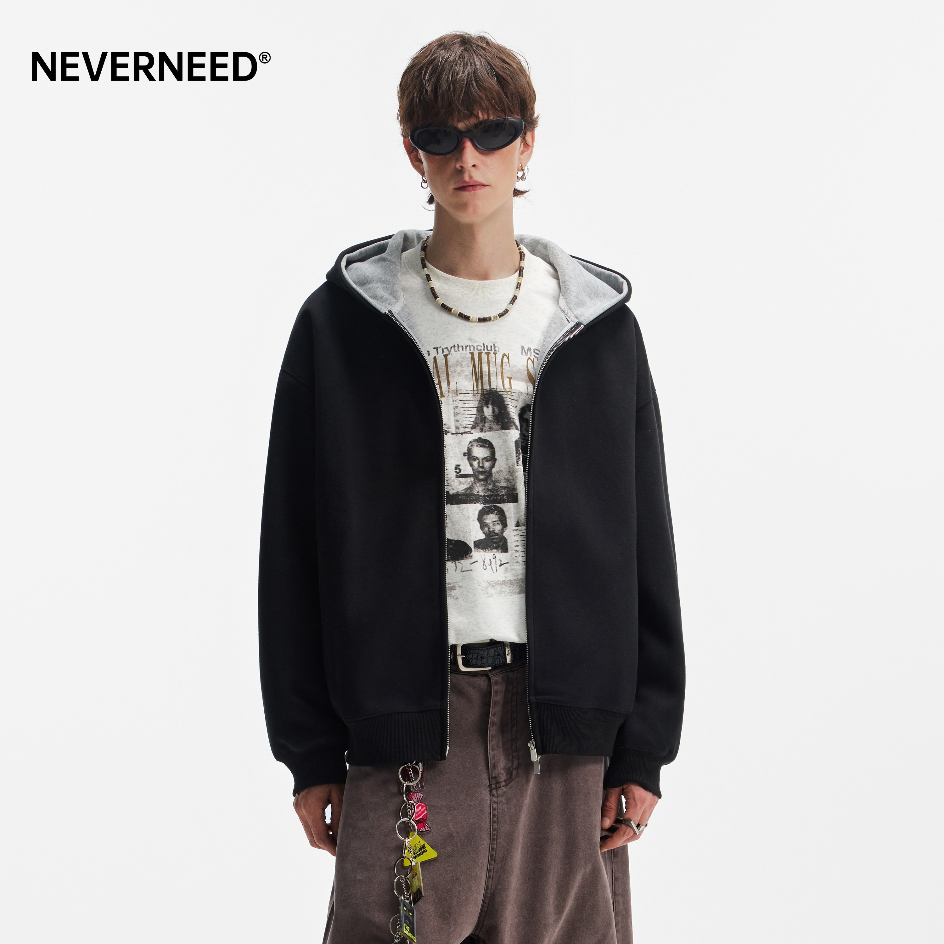 NEVERNEED重磅双拉链开衫卫衣图片
