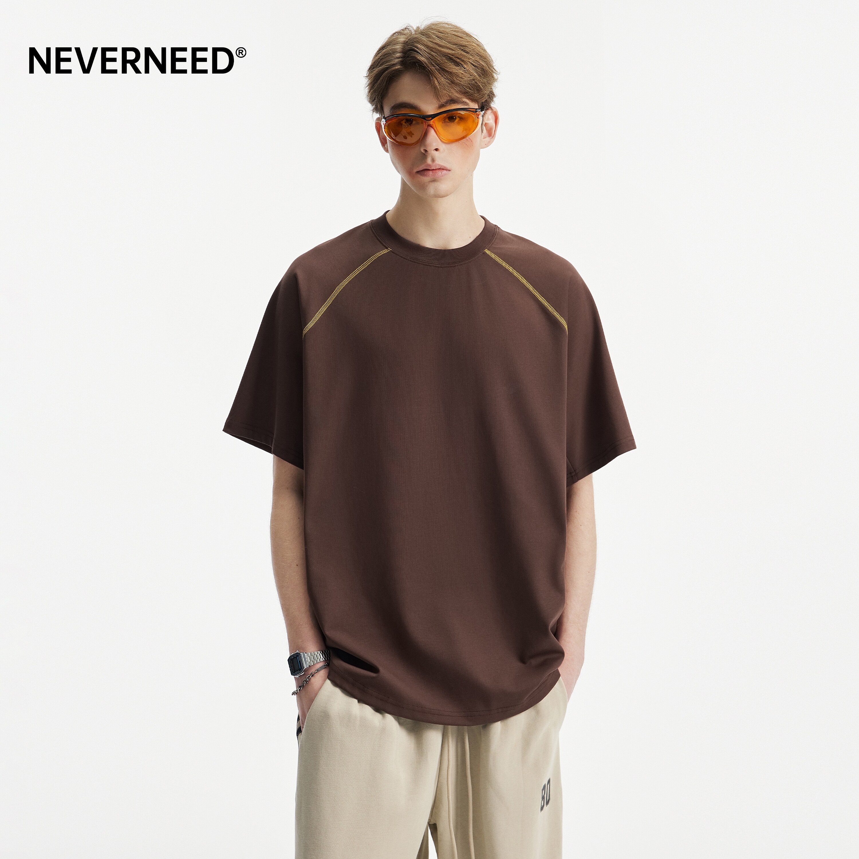 NEVERNEED哈苏线短袖T恤男女夏图片