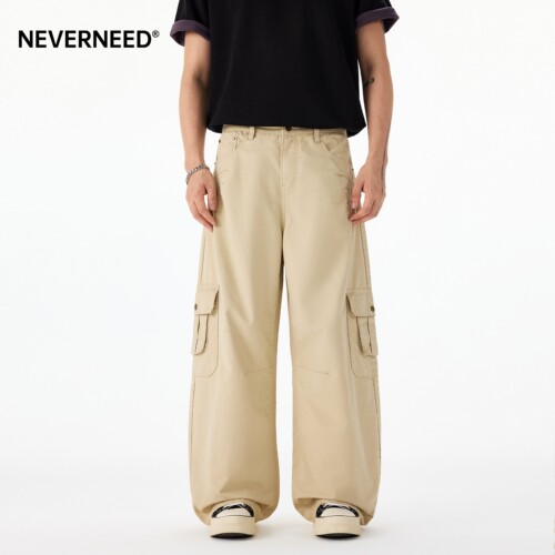 NEVERNEED多口袋直筒休闲裤男女