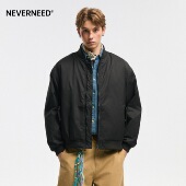 棒球领棉衣外套 复古保暖短款 NEVERNEED飞行员夹克棉服男冬季 美式