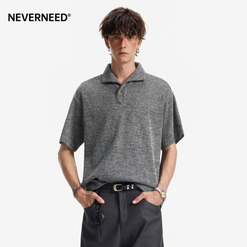NEVERNEED老钱风肌理感针织POLO