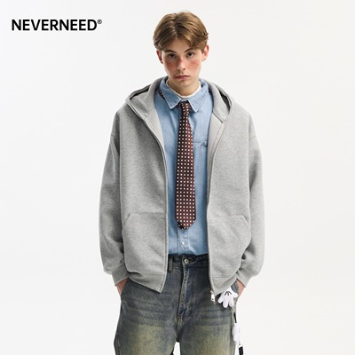 NEVERNEED重磅连帽开衫卫衣男