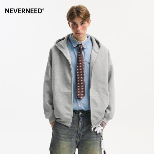 NEVERNEED重磅连帽开衫卫衣男