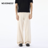 休闲裤 男女春季 美式 NEVERNEED亚麻天丝西装 cleanfit垂感A字直筒裤