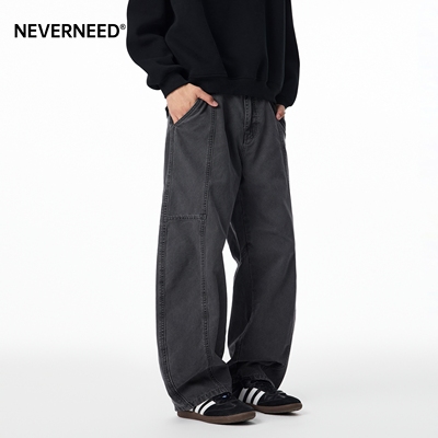 NEVERNEED解构拼接阔腿休闲裤男