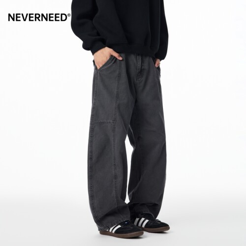 NEVERNEED解构拼接阔腿休闲裤男