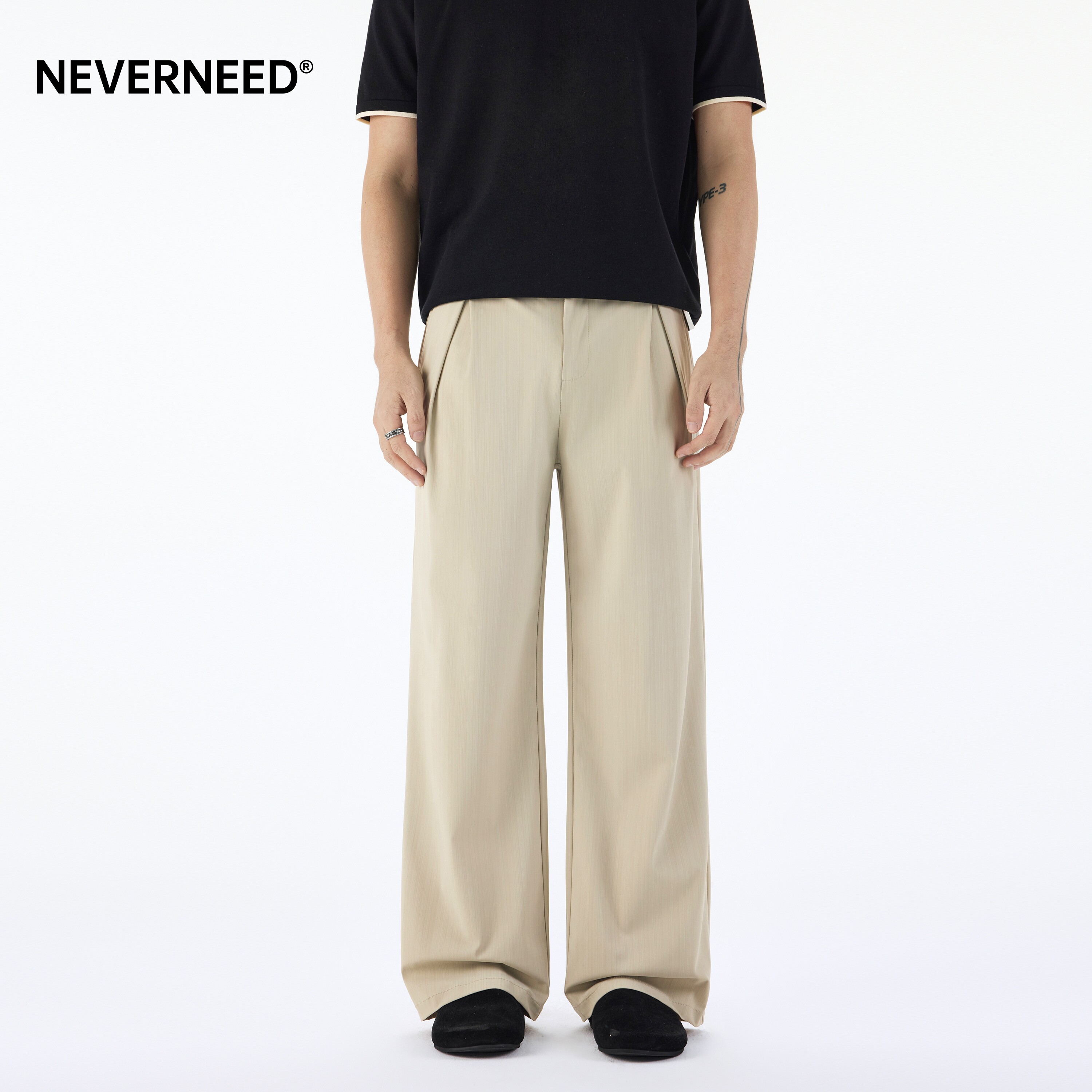 NEVERNEED抽褶西装休闲裤男女图片