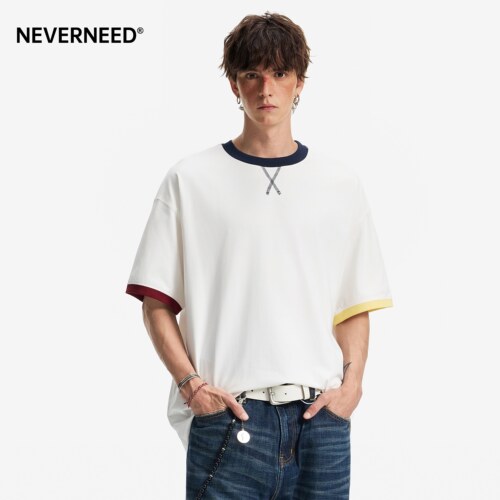 NEVERNEED索罗娜撞色圆领T恤男女