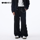 NEVERNEED黑色直筒牛仔裤 休闲阔腿A字微喇长裤 男女秋冬季 加绒美式