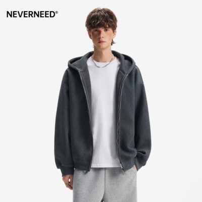 NEVERNEED纯色连帽卫衣男女