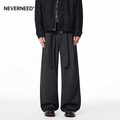 NEVERNEED皱褶休闲裤男