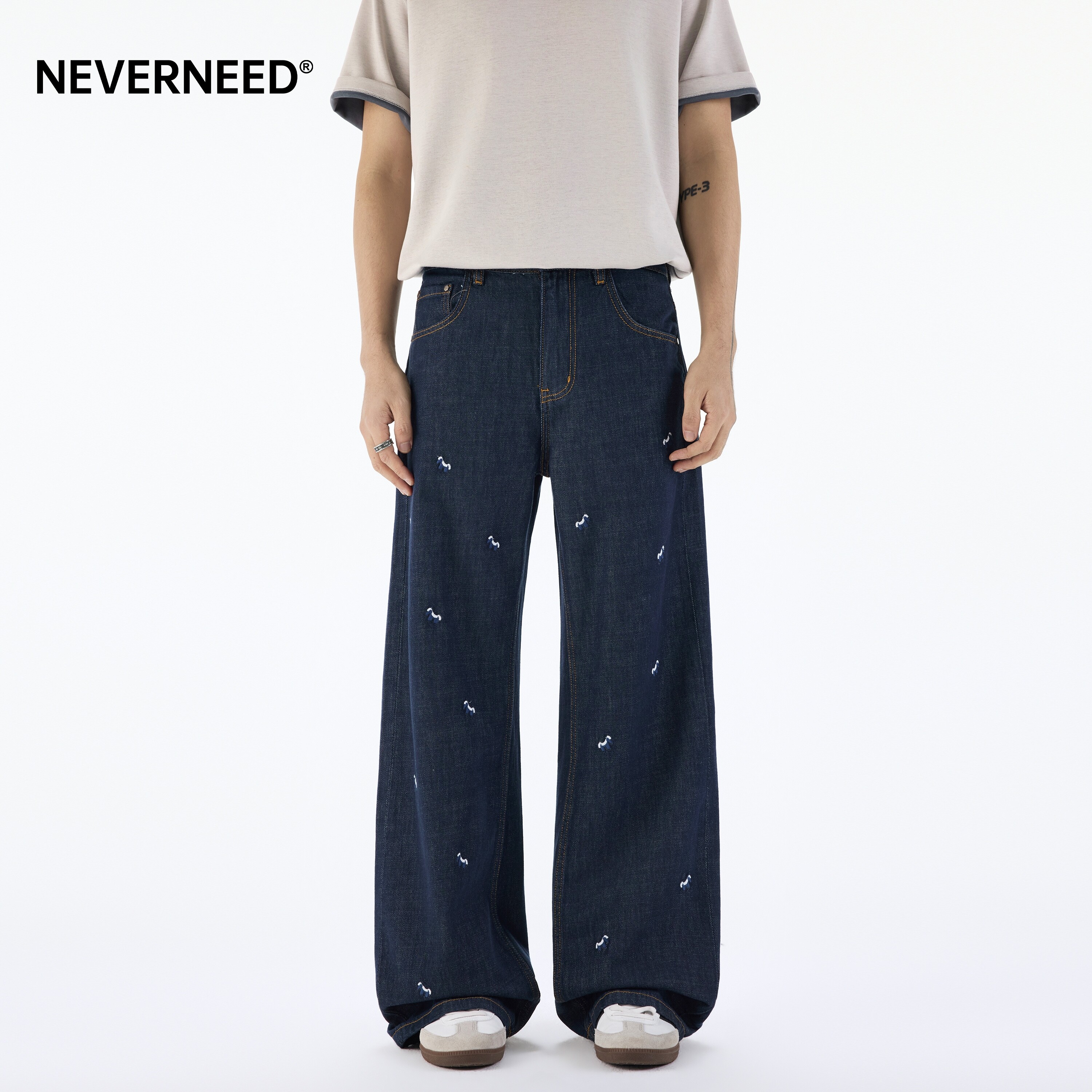 NEVERNEED莱赛尔直筒牛仔裤男图片