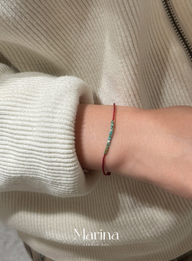 诸事皆宜｜极简主义天然绿松石叠戴极细小红绳新中式编织手链男女