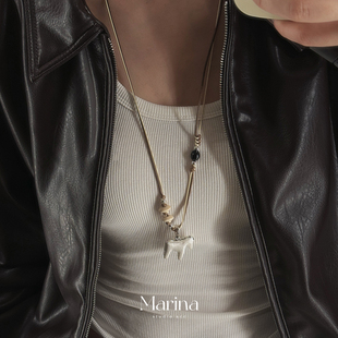 万能扣极简主义棉绳编织毛衣链 本命年bi入 复古小马长款 项链