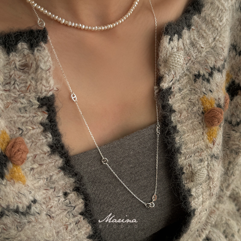 猪鼻扣毛衣链925纯银