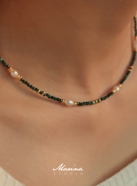 绿色系新中式孔雀石项链