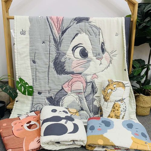 新款幼儿园空调被夏凉被春秋纯棉纱布成人儿童被子色织提花纱布毯