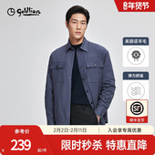 保暖填充羽绒柔软长袖 金利来新款 外套 休闲夹克式 衬衫 秋季 男士