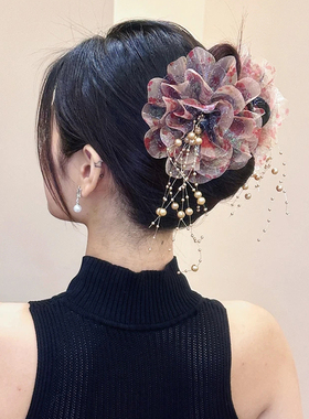 牡丹花苞抓夹女后脑勺显发量2025新款韩版鲨鱼夹头饰发夹女高级感