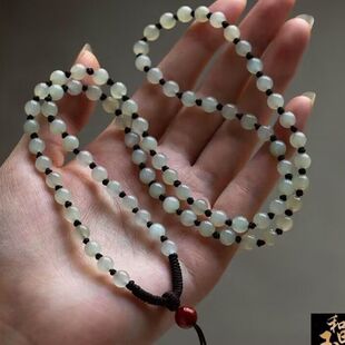 天然东陵玉玉石苹果珠手工编织吊坠挂绳和田青玉珠链项链绳百搭