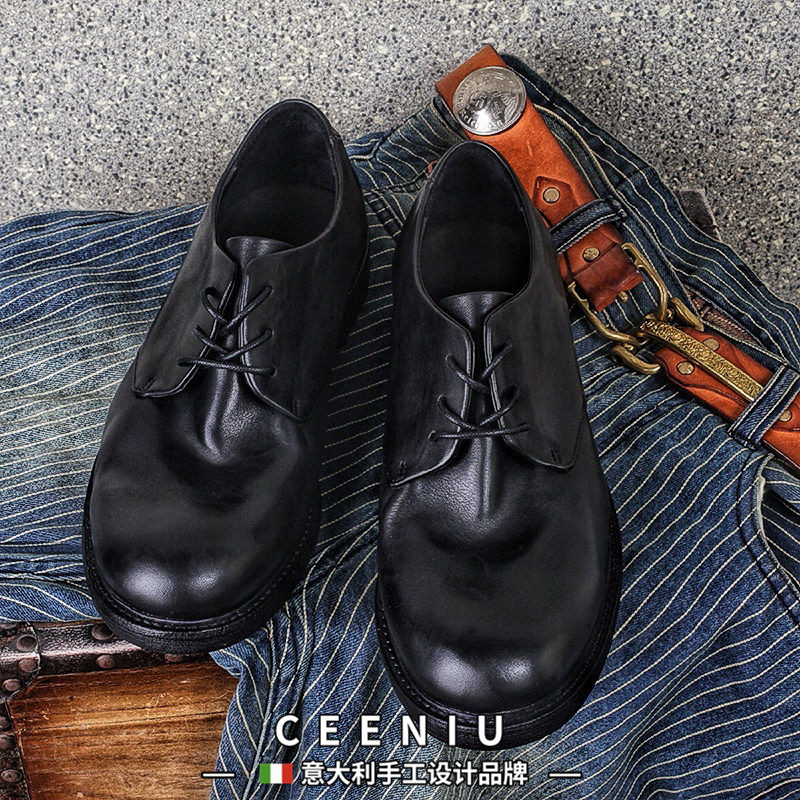 CEENIU意大利固特异复古通勤皮鞋日系真皮厚底潮流舒适古着男鞋