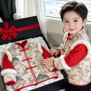 男童罩衣外穿洋气儿童新年拜年服秋冬围裙防水防脏饭兜反穿衣宝宝