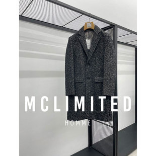 韓單 / 進口面料羊駝馬海羊毛混紡面料 男士商務休閒毛呢大衣8198