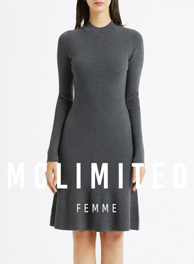 McLimited-9058 女士长袖连衣裙 修身版 羊毛混纺 高弹 净版A字裙