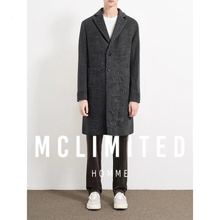 韓單 / 進口羊毛編織面料 保暖夾棉內裏 高端男士毛呢大衣 8199