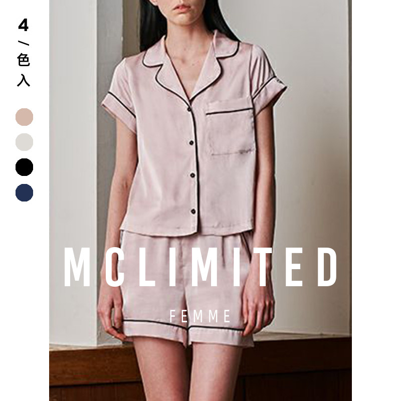 McLimited-9012 女士家居服睡衣短袖短裤 进口珠光面料 缎面质感