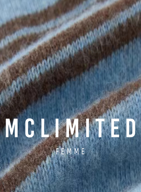 McLimited-9023 女士圆领针织开衫 羊毛羊驼毛混纺 精致条纹撞色