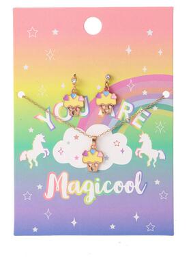 地摊货源韩版甜美流行儿童首饰时尚蘑菇合金滴油项链耳钉耳环套装