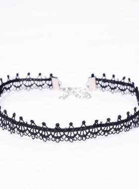 抖音网红同款黑色吊坠蕾丝项圈choker颈链短款锁骨项链女饰品