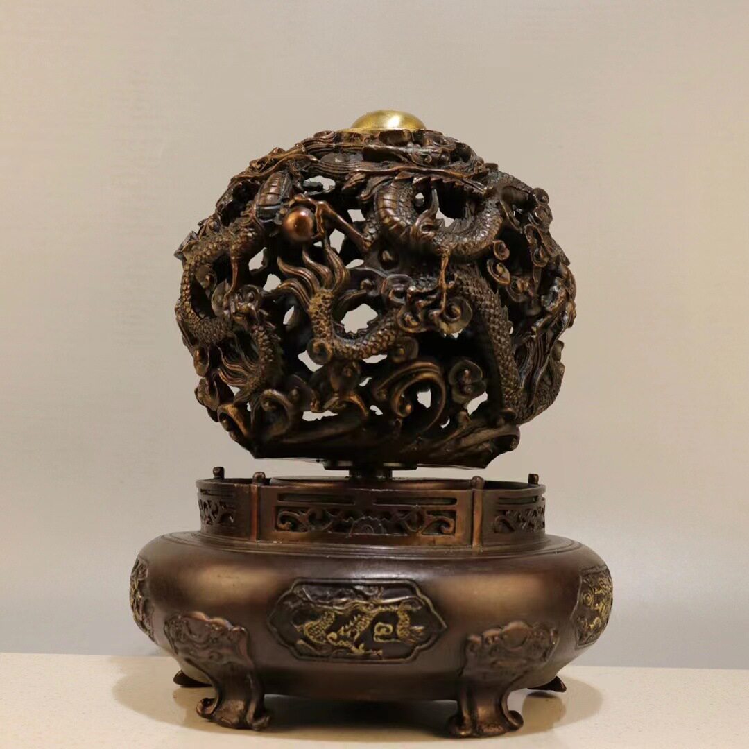 黄铜时来转运摆件扭转乾坤九转乾坤鼎九龙戏珠家居客厅装饰工艺品